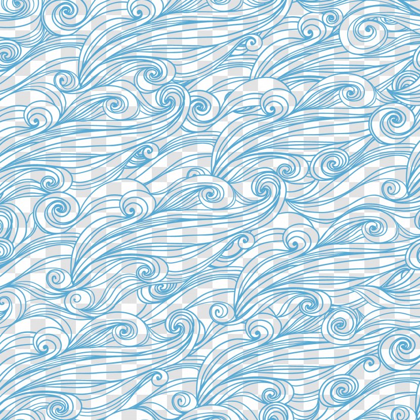 Blue Wind Wave Pattern - Gradient - Vector Seamless Background Transparent PNG