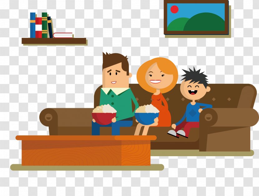 Couch Sitting Drawing Cartoon - Toy - A Person Watching TV Transparent PNG