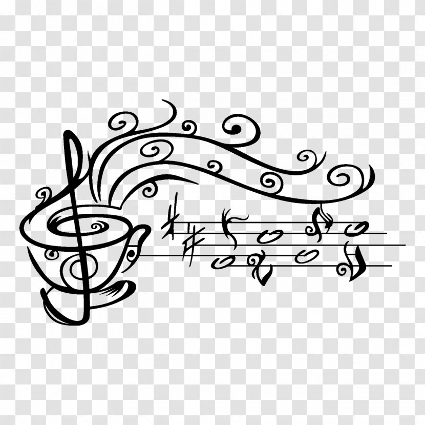 Coffee Cup Musical Note - Watercolor - Taza De Cafe Transparent PNG