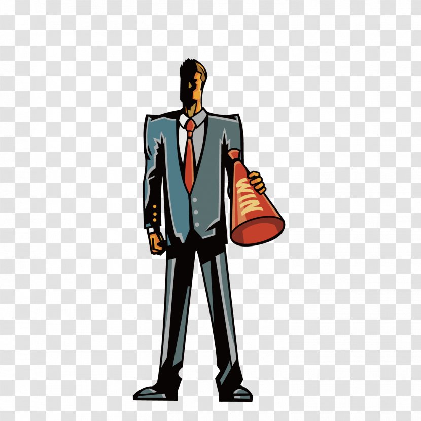 Cartoon Man Illustration - Formal Wear - Suit Staff Transparent PNG