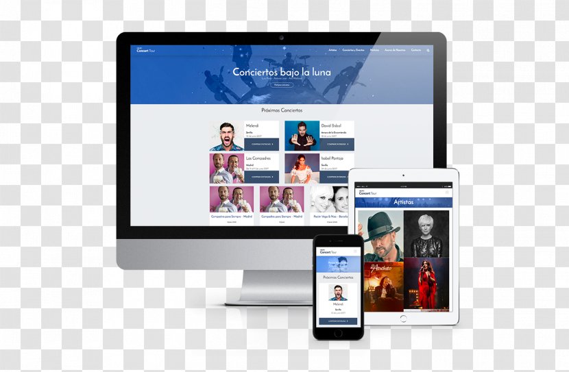 Concert Tour Digital Agency Design Website - Multimedia - Full Set Of Templates Transparent PNG