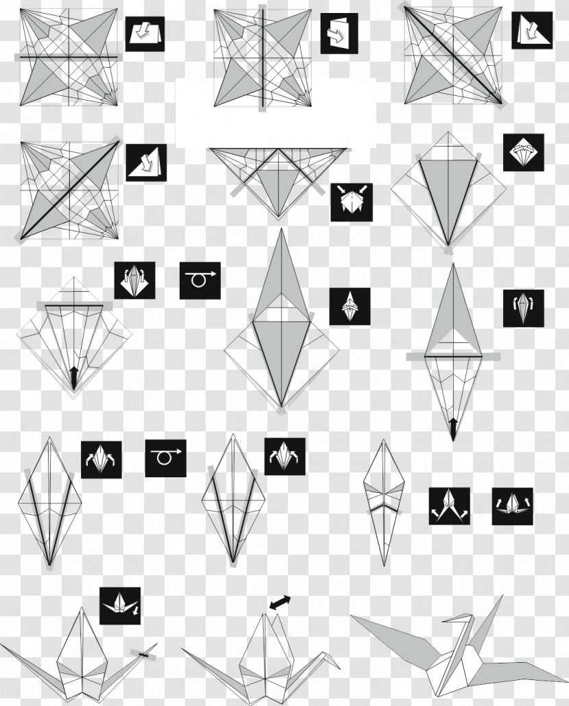 Cygnini Origami Crane Triangle Pattern Transparent PNG