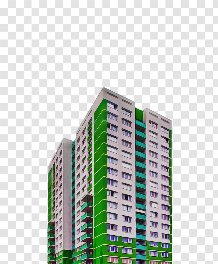 Green Condominium Tower Block Commercial Building Architecture - Real Estate - Facade Transparent PNG