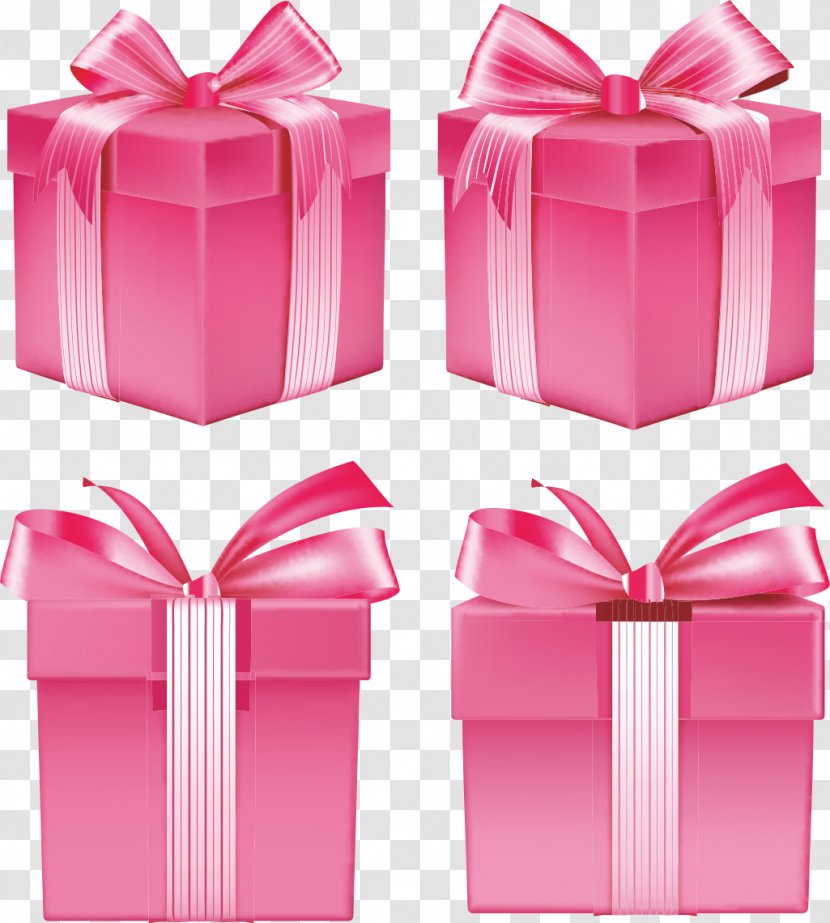 Gift Ribbon Box Pink Transparent PNG