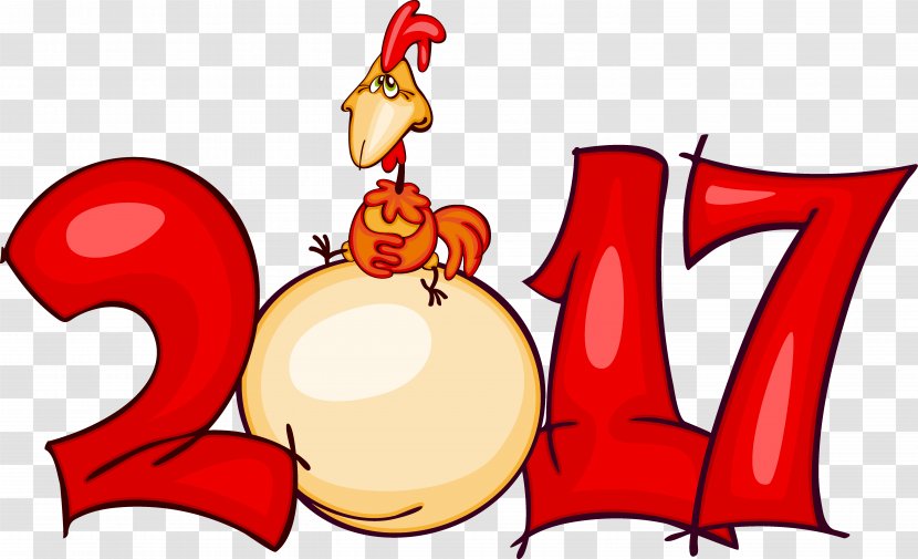 Chinese New Year Year's Day Eve Greeting & Note Cards - Cartoon - Cock Transparent PNG