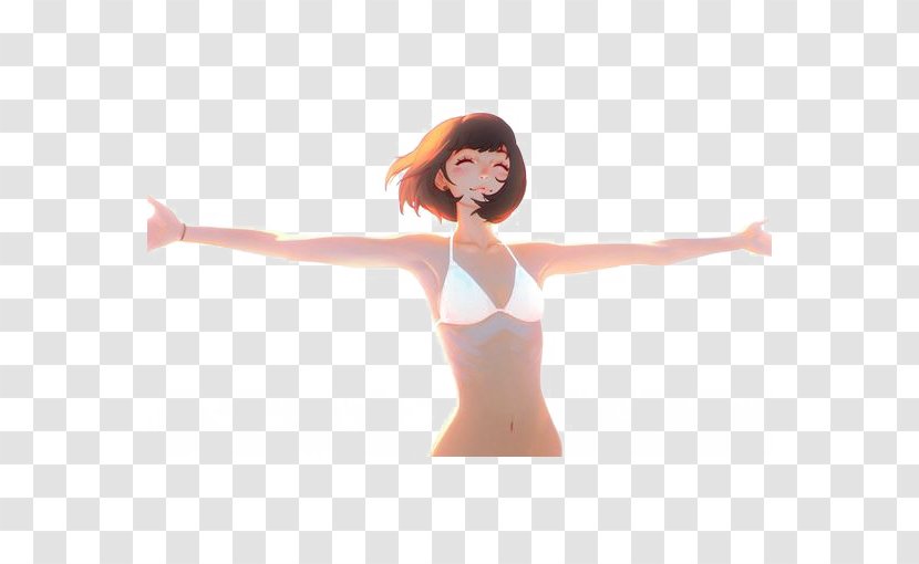 Painting - Flower - Girls With Short Hair Transparent PNG