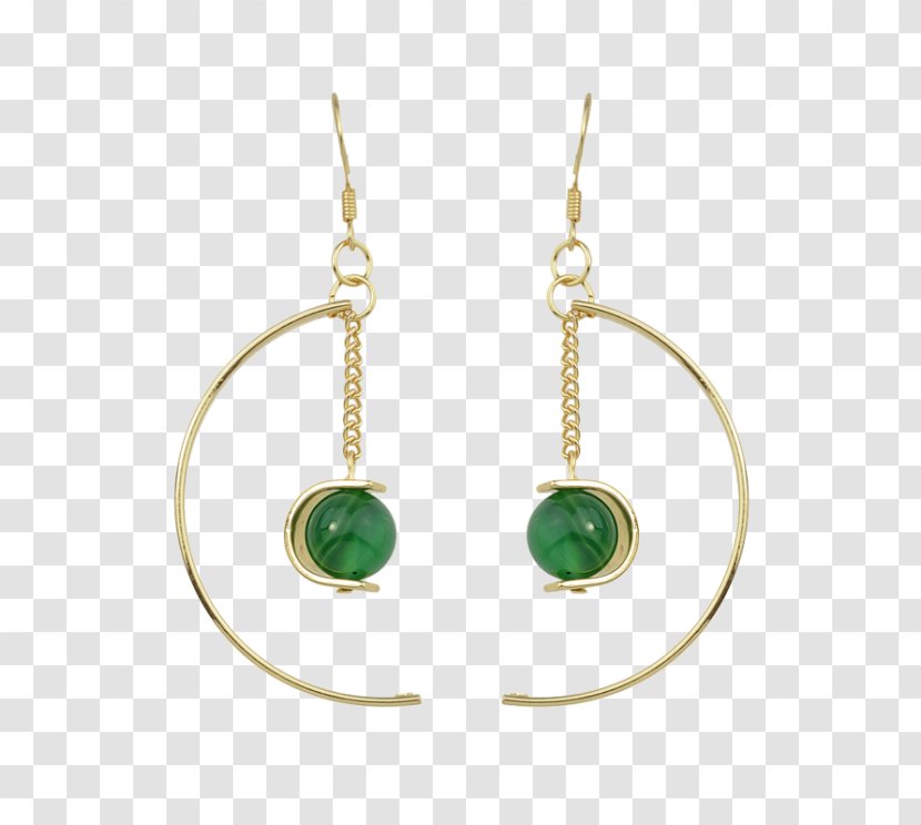 Earring Emerald Bead Chain Gemstone - Fashion Transparent PNG