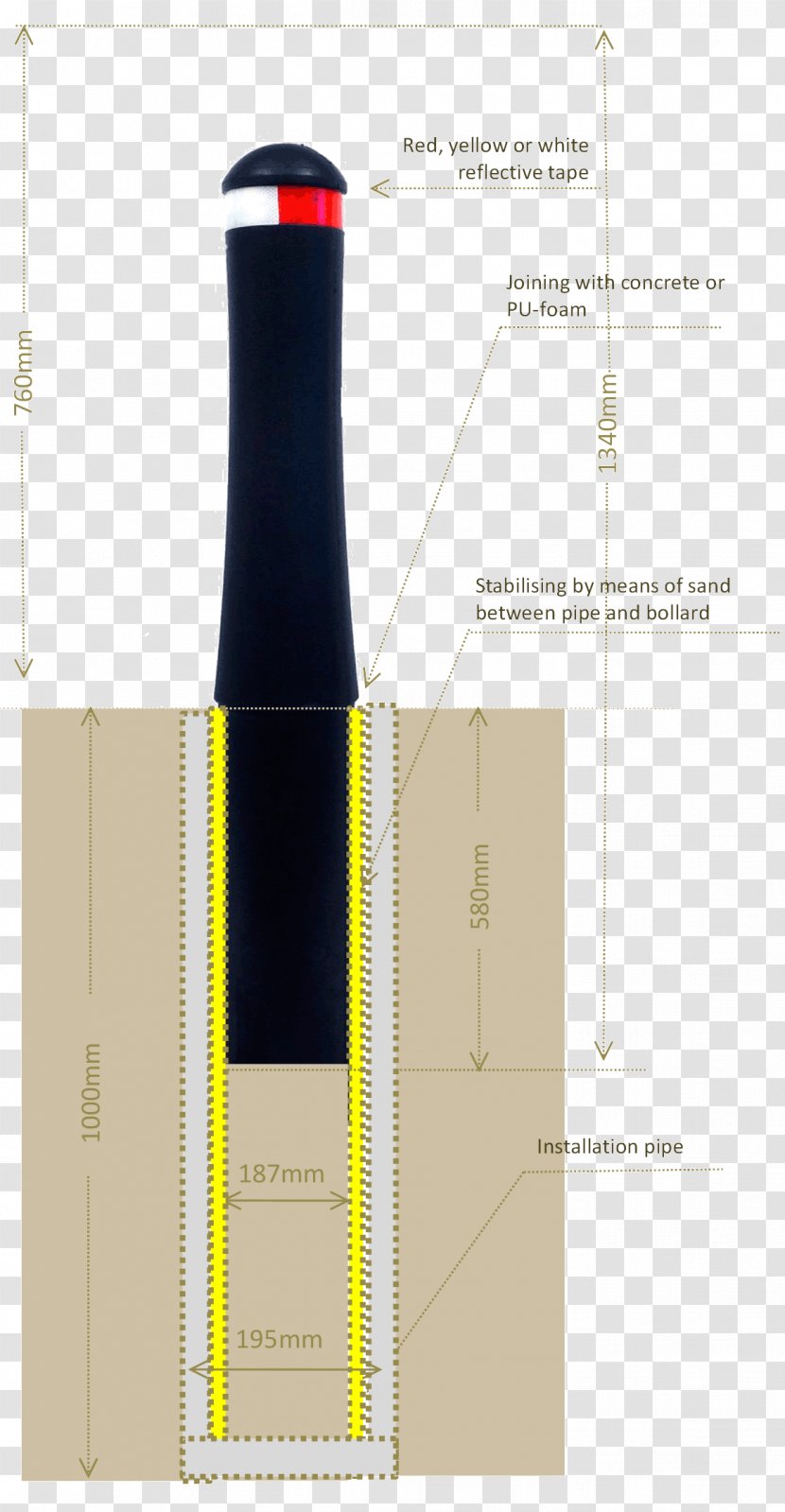 Bollard Post Drawing Concrete Specification - Wine Bottle Transparent PNG