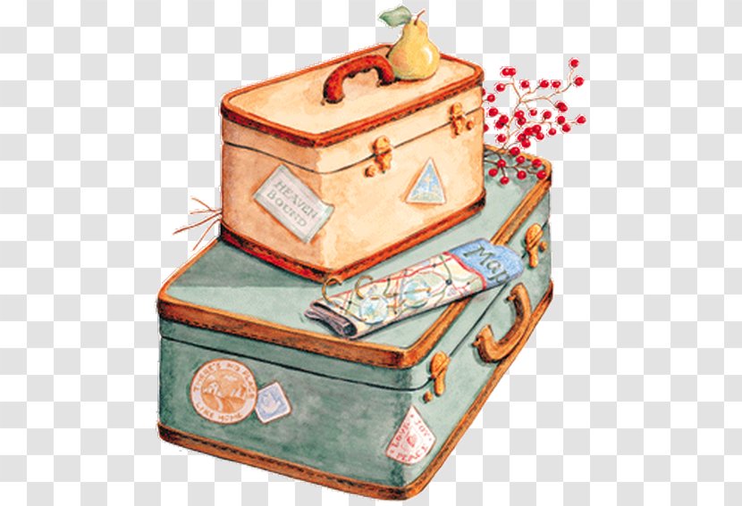 Suitcase Baggage Travel Bag Tag Clip Art - Trunk - Watercolor Luggage Transparent PNG