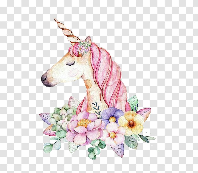 Unicorn Art Watercolor Painting - Canvas Transparent PNG