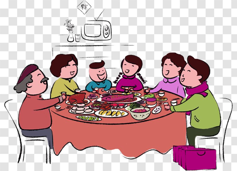 Reunion Dinner Dahan Chinese New Year - Chunyun - Table Transparent PNG
