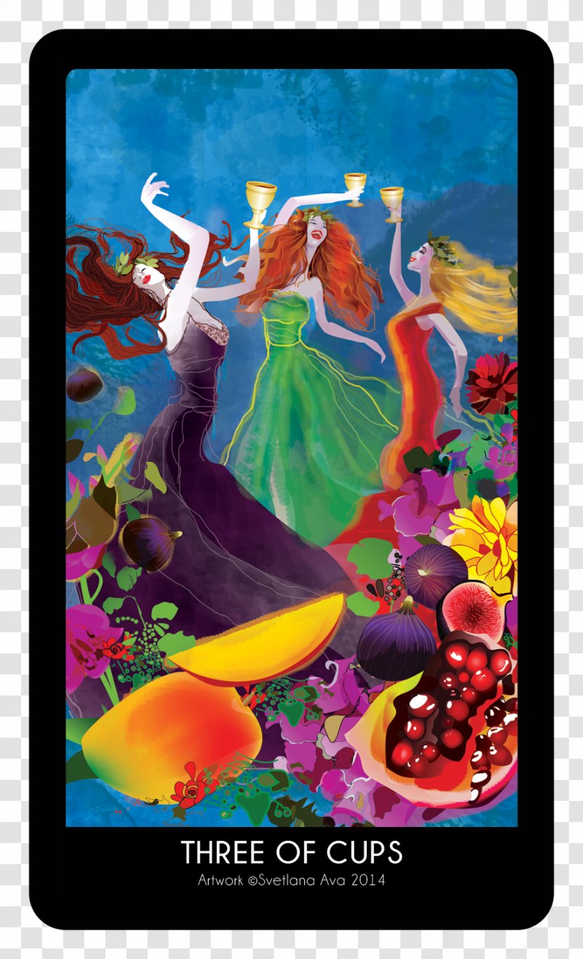 Morgan Greer Tarot Deck English Three Of Cups Suit Playing Card - Feeling - 10 Transparent PNG