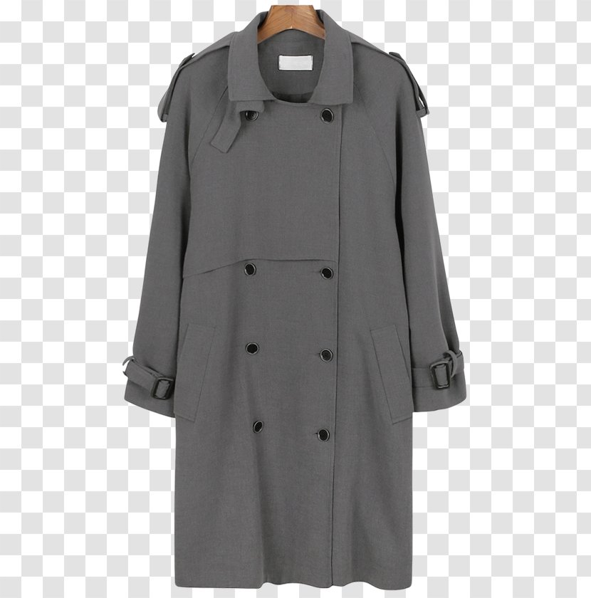 Trench Coat Overcoat Grey - Sleeve Transparent PNG