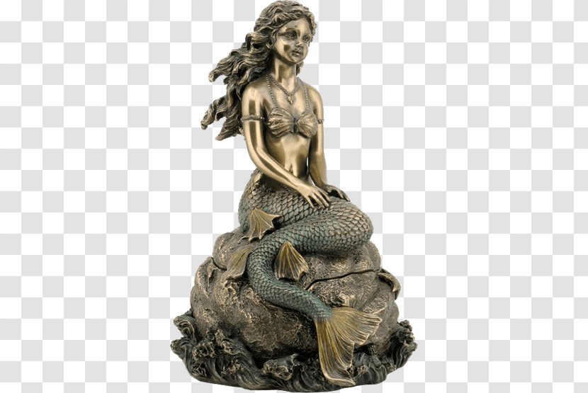 A Mermaid Bronze Sculpture Figurine - Sitting Transparent PNG