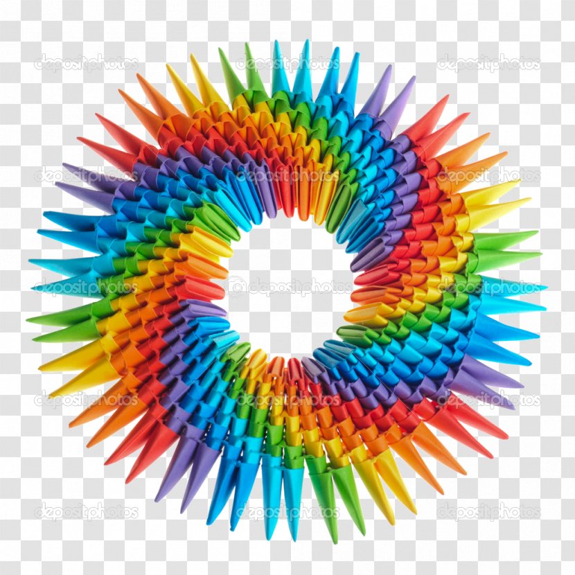 Paper Crane Modular Origami Color - Rainbow Transparent PNG