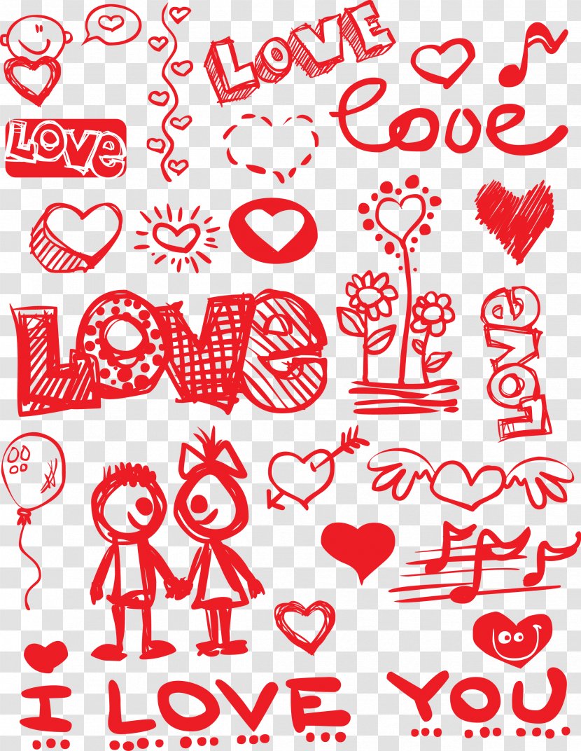 Valentines Day Heart Clip Art - Silhouette - Valentine Graffiti Transparent PNG