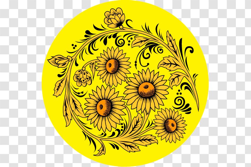 Drawing Of Family - Khokhloma - Daisy Plant Transparent PNG