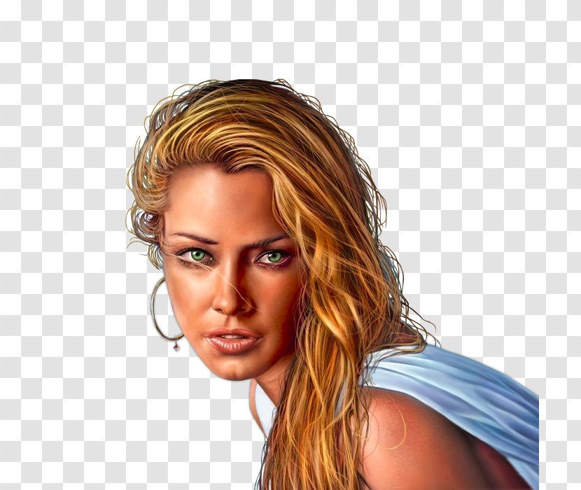 Blond Woman Feathered Hair .de Coloring - De Transparent PNG