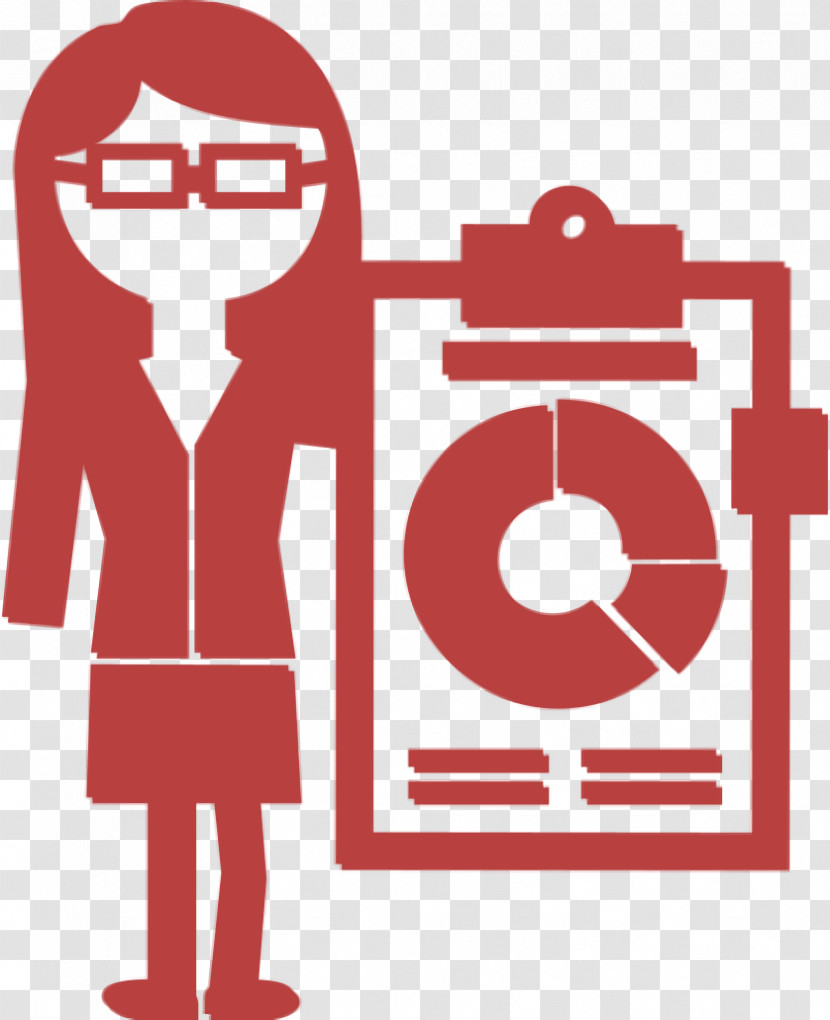 Education Icon Professor Icon Female Professor With Eyeglasses And Economy Circular Graphic On A Clipboard Icon Transparent PNG