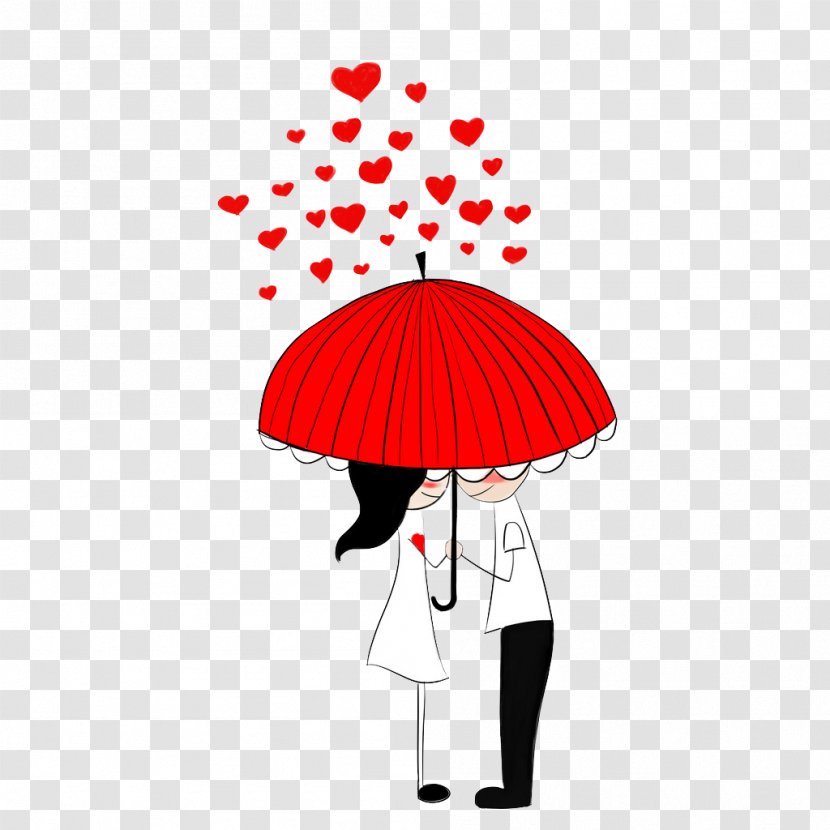 Romance Couple Illustration - Umbrella - Romantic Transparent PNG