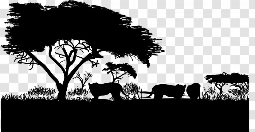 Cheetah Lion Grassland - Vecteur - Black And White African Silhouette Transparent PNG
