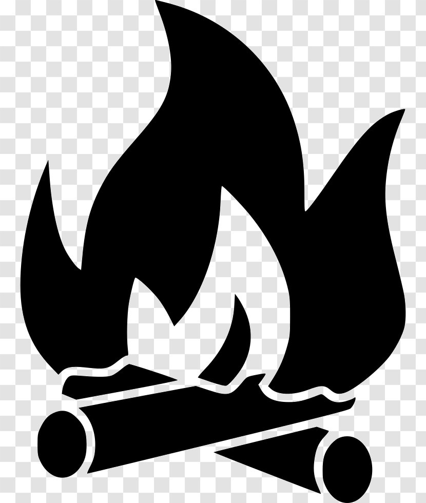 Campfire Camping Symbol Clip Art - Black And White - Vector Transparent PNG