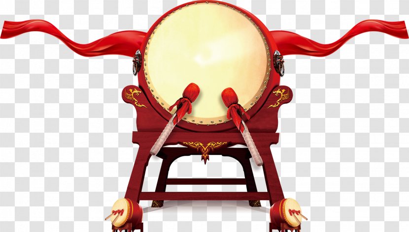 China Drum Chinese New Year - Cartoon - Red Festive Drums Free Material Download Transparent PNG