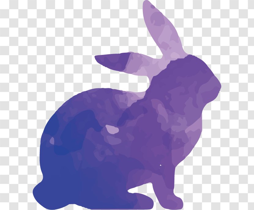 Rabbit Silhouette Watercolor Painting - Sticker - Colorful Animal Silhouettes Set Transparent PNG