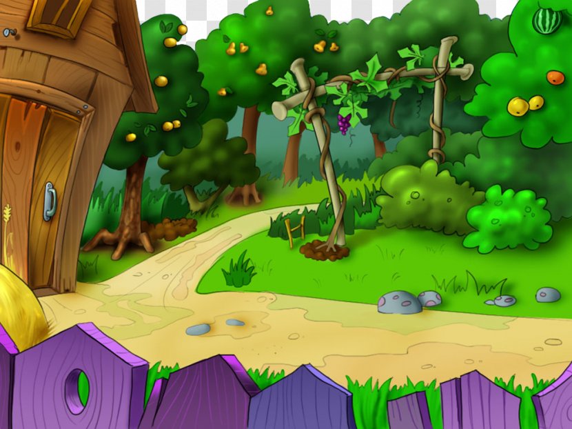 Green Cartoon Adventure Game Biome Tree - Landscape - Fictional Character Transparent PNG