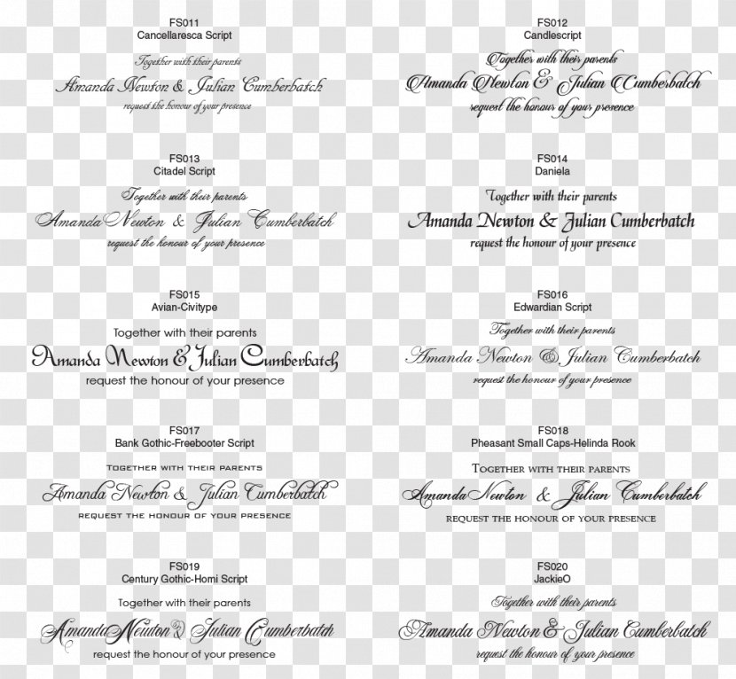 Wedding Invitation Paper Script Typeface Font - Fonts Transparent PNG