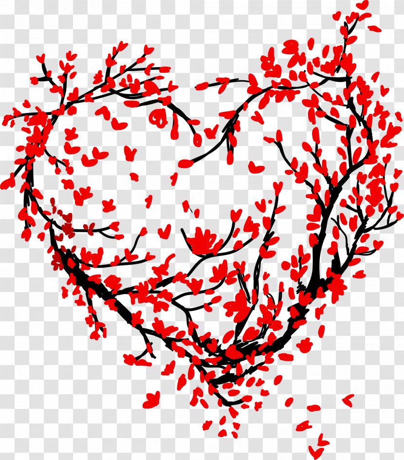 Tree Heart Love - Red Sakura Transparent PNG