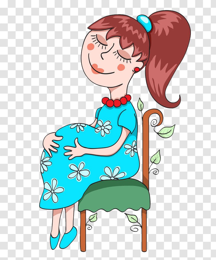 Pregnancy Photography Royalty-free Illustration - Cartoon - A Pregnant Woman Sitting On Stool Transparent PNG