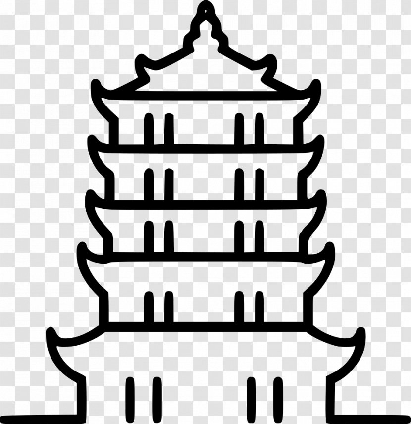 Chinese Pagoda 2017 Dalat Flower Festival Temple Clip Art - Black And White Transparent PNG