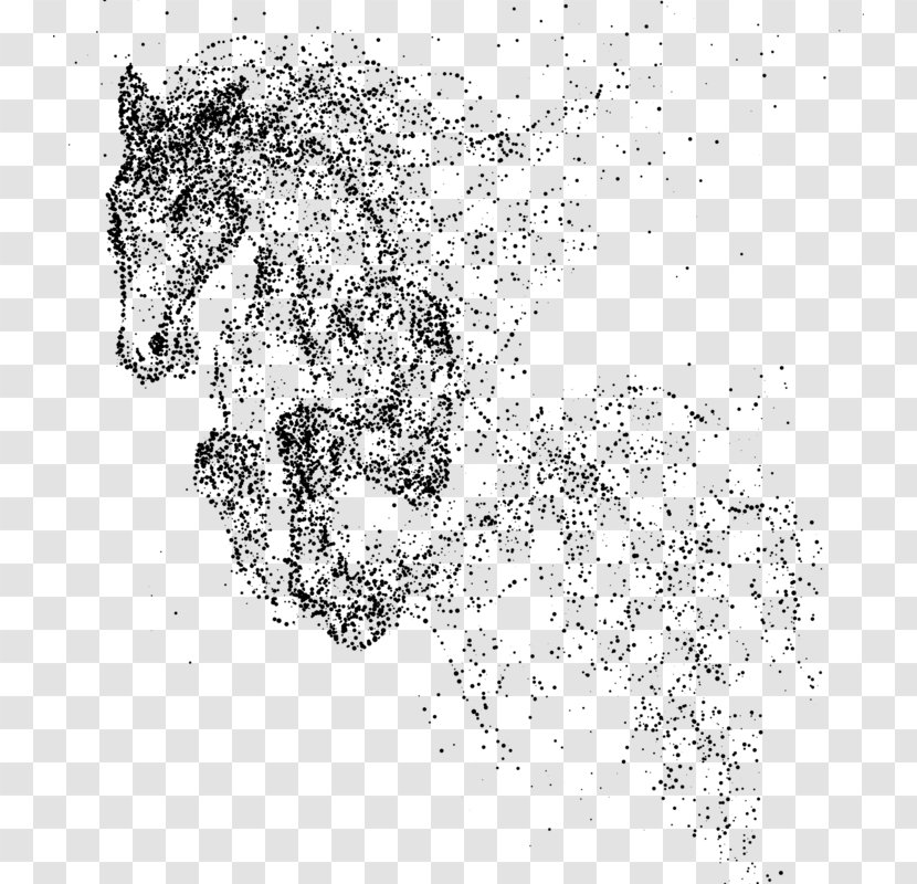 Clip Art - Black And White - Sketch Of The Horse Transparent PNG