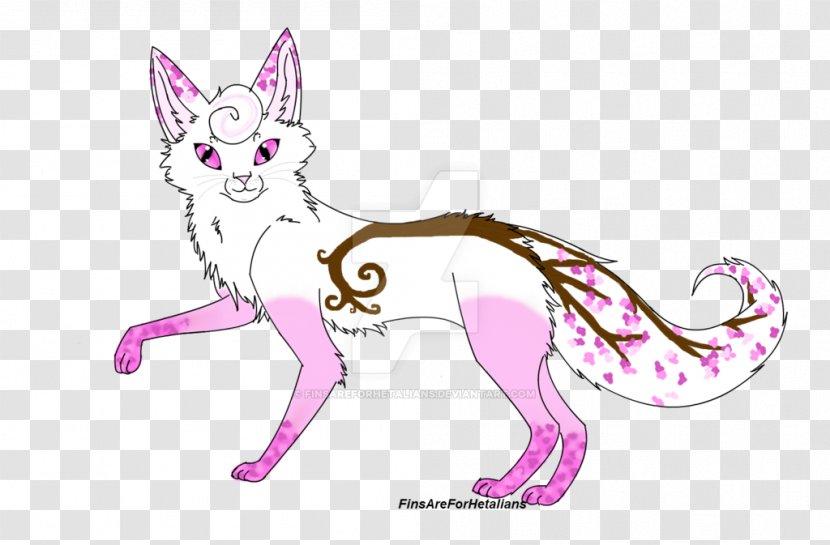Cat Kitten Line Art Whiskers Mammal - Heart - Cherry Blossom Watercolor Transparent PNG