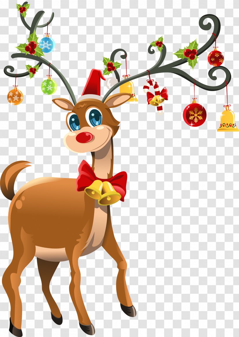 Rudolph Reindeer Santa Claus Candy Cane - Sled - Sleigh Transparent PNG