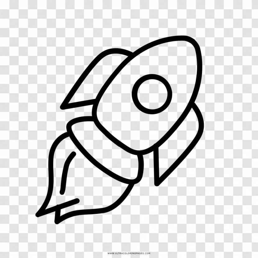 Drawing Black And White Coloring Book Rocket Line Art - Heart - Foguete Transparent PNG