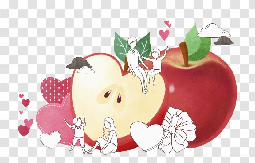 Apple Illustration - Heart - Red Transparent PNG