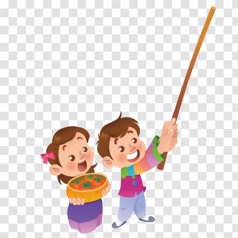 Child Cartoon Illustration - Finger - The Holding Fruit Basket Transparent PNG