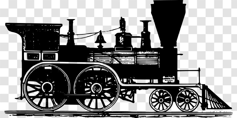 Rail Transport Steam Locomotive Train Clip Art - Monochrome Transparent PNG