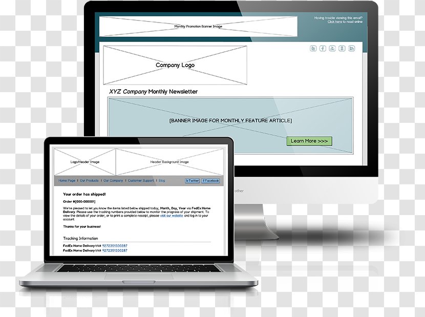 Website Wireframe Email Web Design - Software Transparent PNG