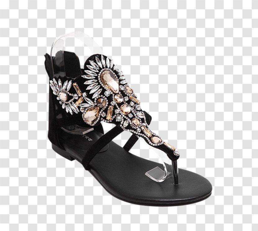 Peep-toe Shoe Sandal High-heeled Buckle - Footwear - Rhinestone Flat Shoes For Women Transparent PNG
