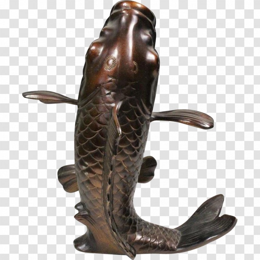 Bronze Sculpture Koi Carp Fishing - Fish - Patina Transparent PNG