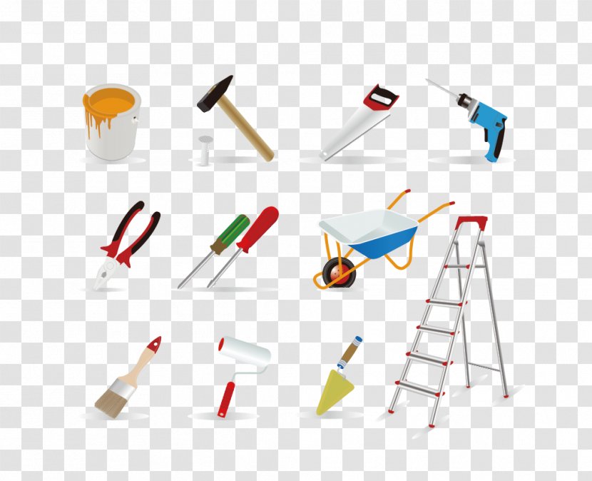 Tool Architectural Engineering Clip Art - Building - Vector Paint Ladder Transparent PNG