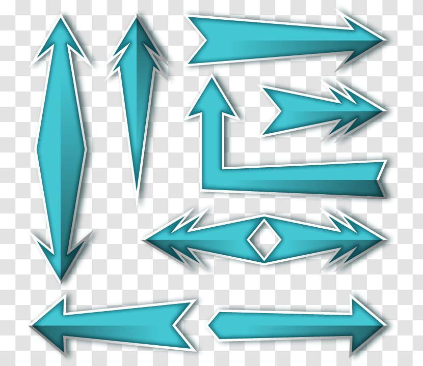 Arrow 3D Computer Graphics Icon - Sticker - Vector Blue Cartoon Shoulder Flag Transparent PNG