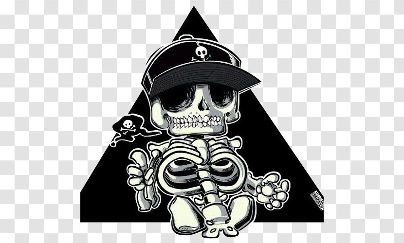 Skull Cartoon Drawing Illustration - Black And White Transparent PNG