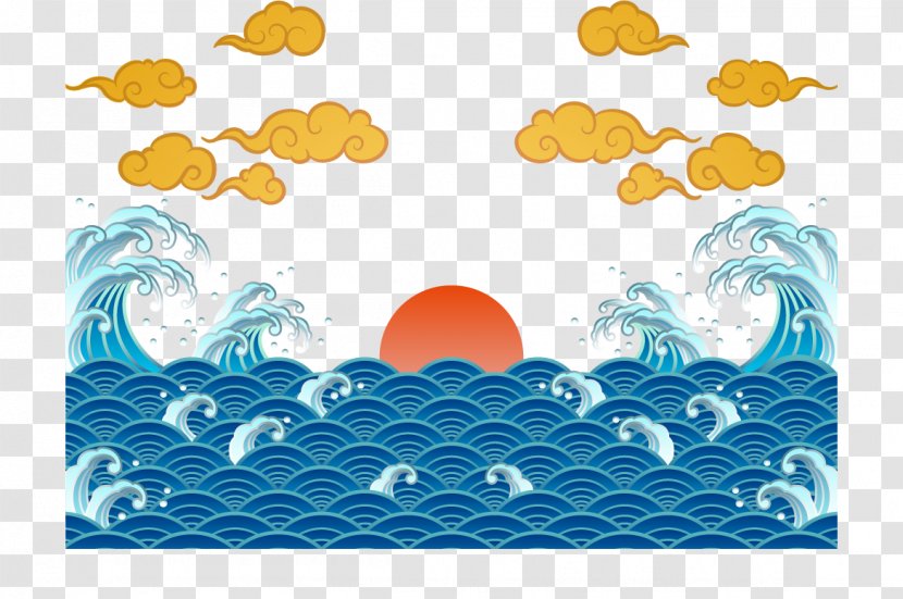 China Download Wind Wave - Coreldraw - Vector Cartoon Creative Sea Sunrise Transparent PNG