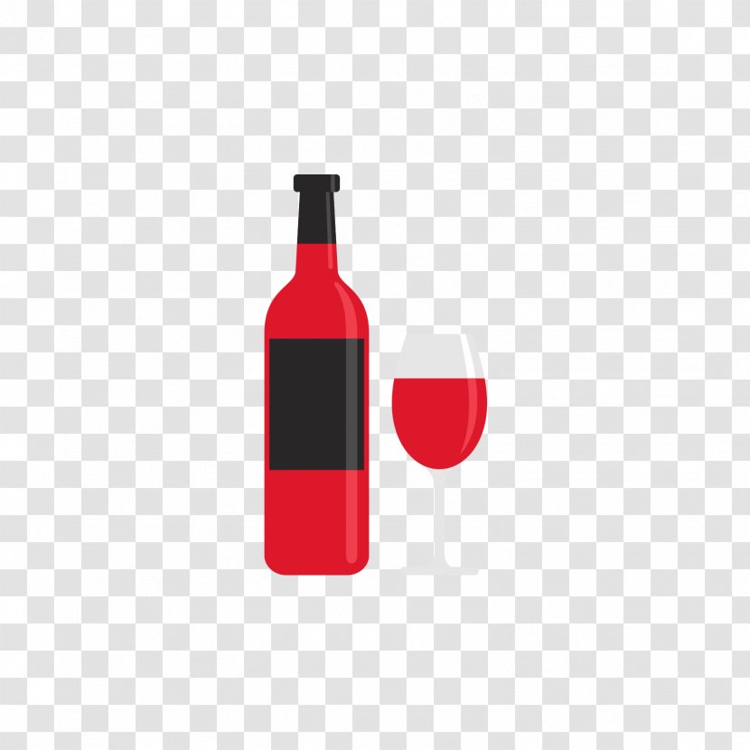 Bottle Red Pattern - Bottled And Glass Wine Transparent PNG