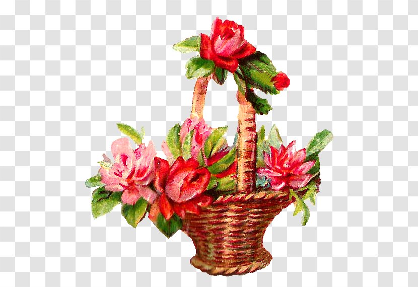 Flower Basket Pink Rose Clip Art - Gift - Red Transparent PNG