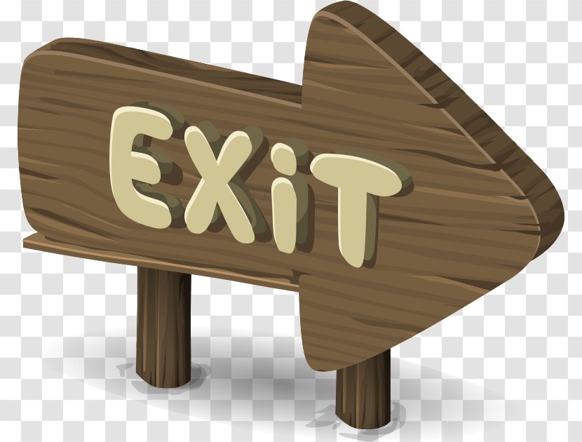 Exit Sign Emergency Clip Art - Public Domain - Wooden Transparent PNG